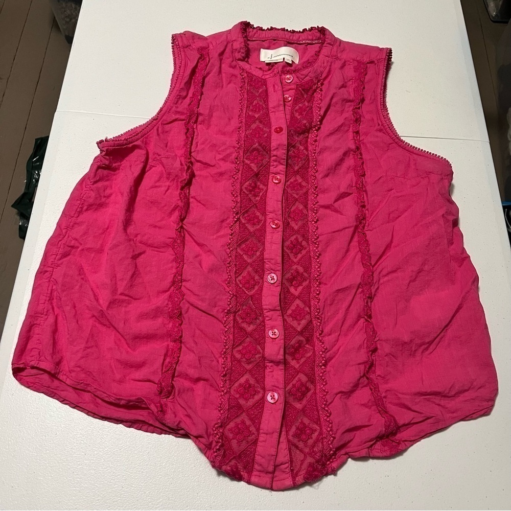 Anthropologie Pink Sleeveless Button Up Blouse Large M2 - Picture 2 of 8
